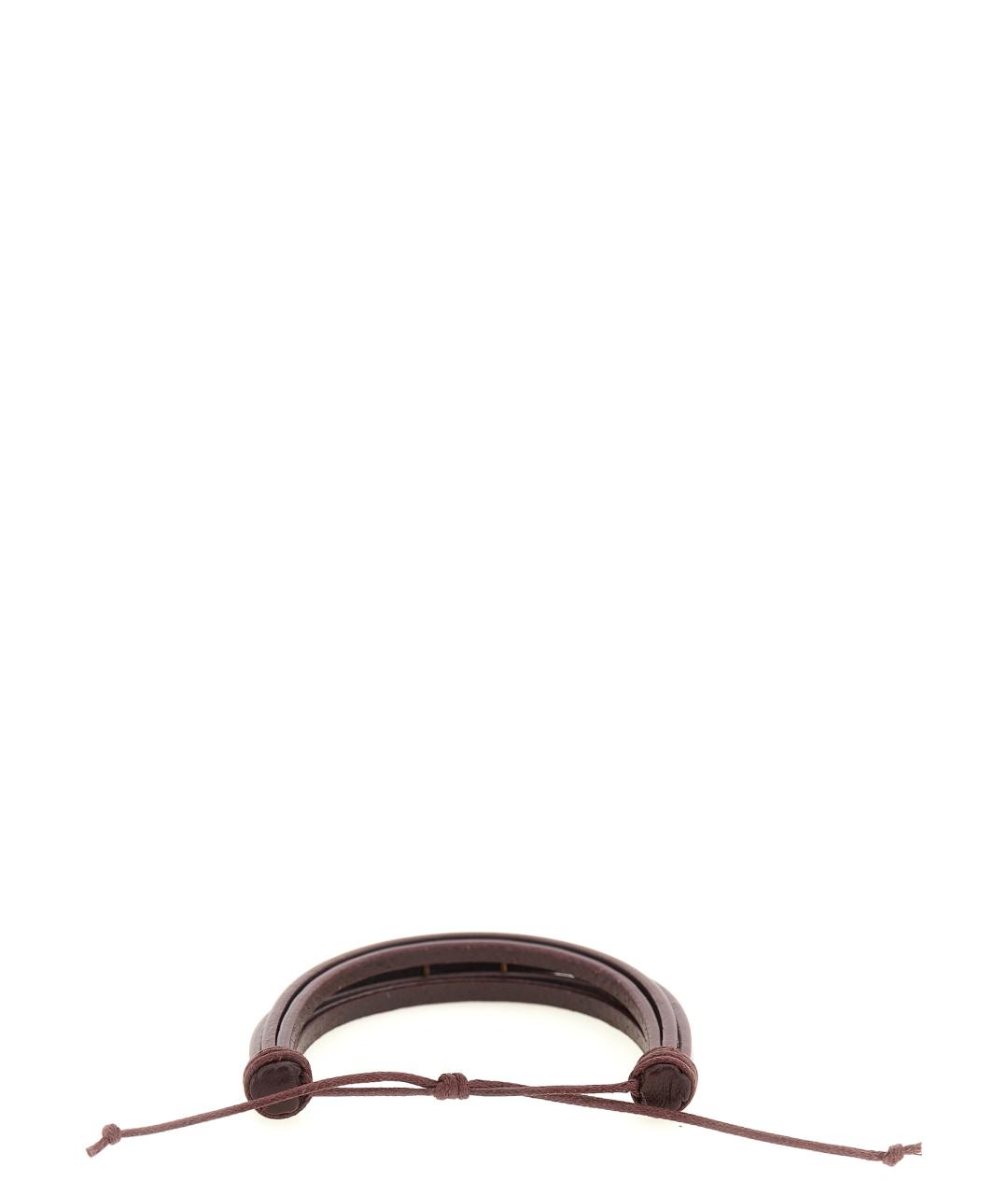 SAINT LAURENT Бордовый кожаный браслет, фото 2