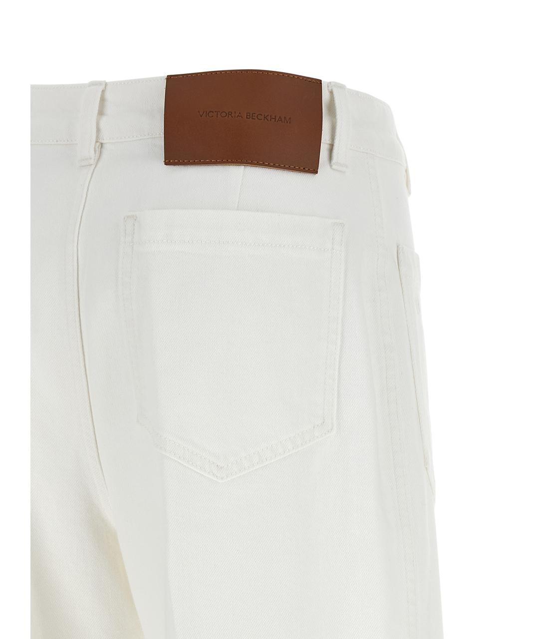 VICTORIA BECKHAM Белые хлопковые прямые джинсы, фото 4