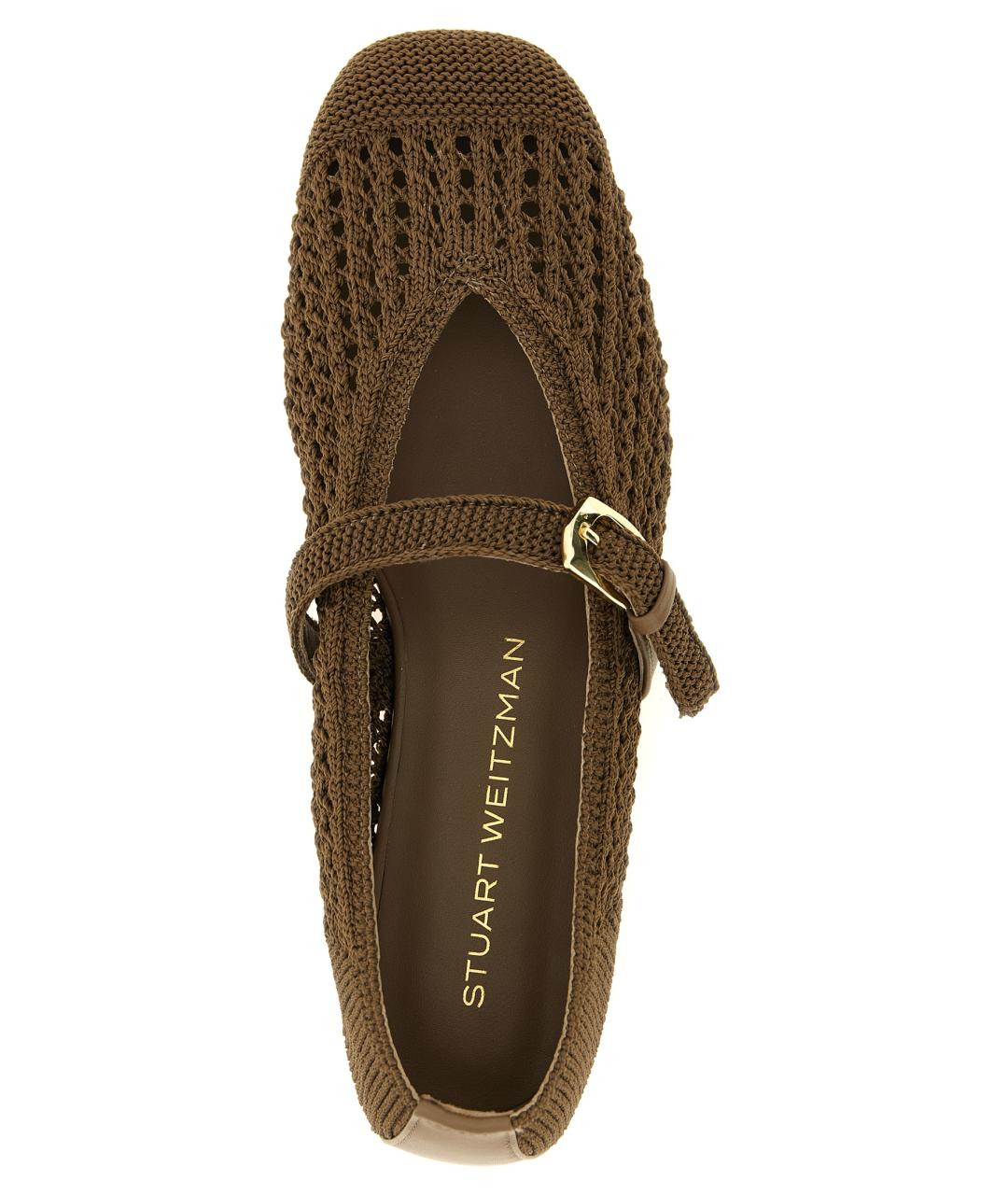 STUART WEITZMAN Коричневые текстильные балетки, фото 4