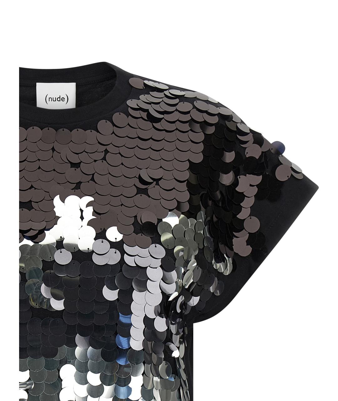 NUDE Черная хлопковая футболка, фото 3