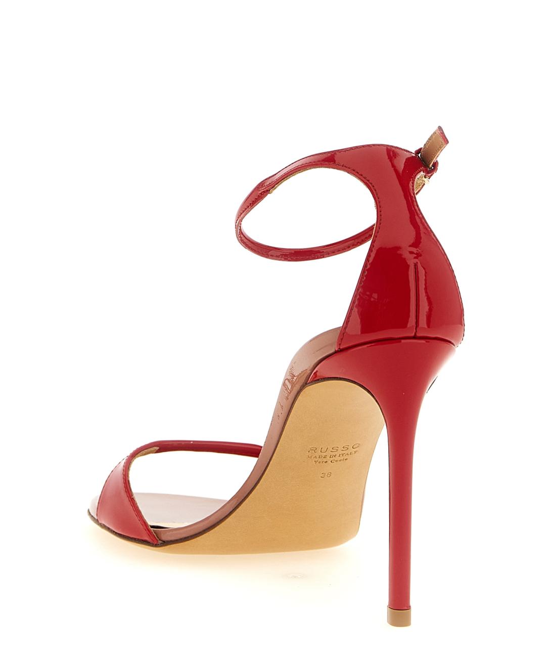FRANCESCO RUSSO Красные кожаные босоножки, фото 3