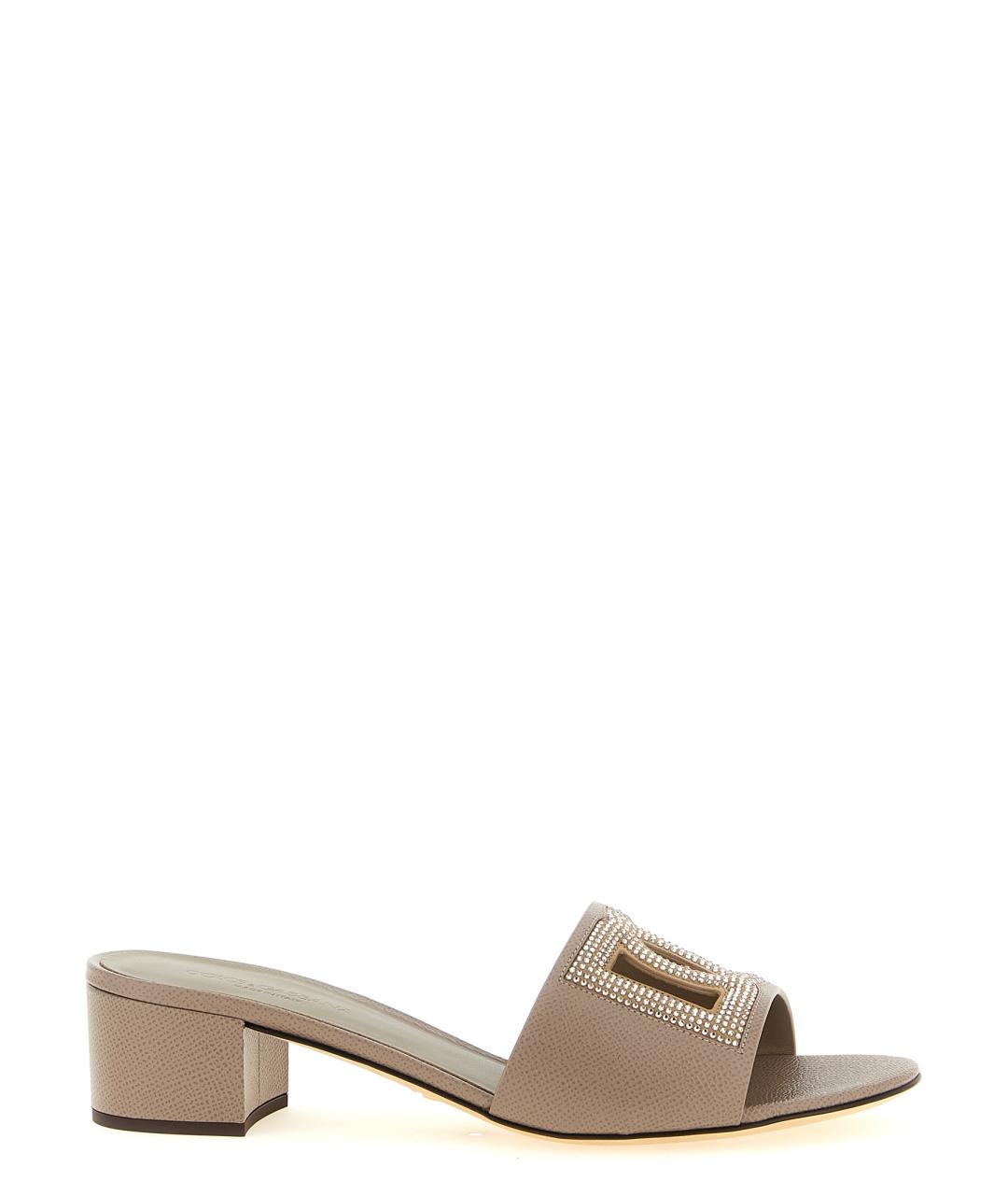 DOLCE&GABBANA Бежевые кожаные мюли, фото 1