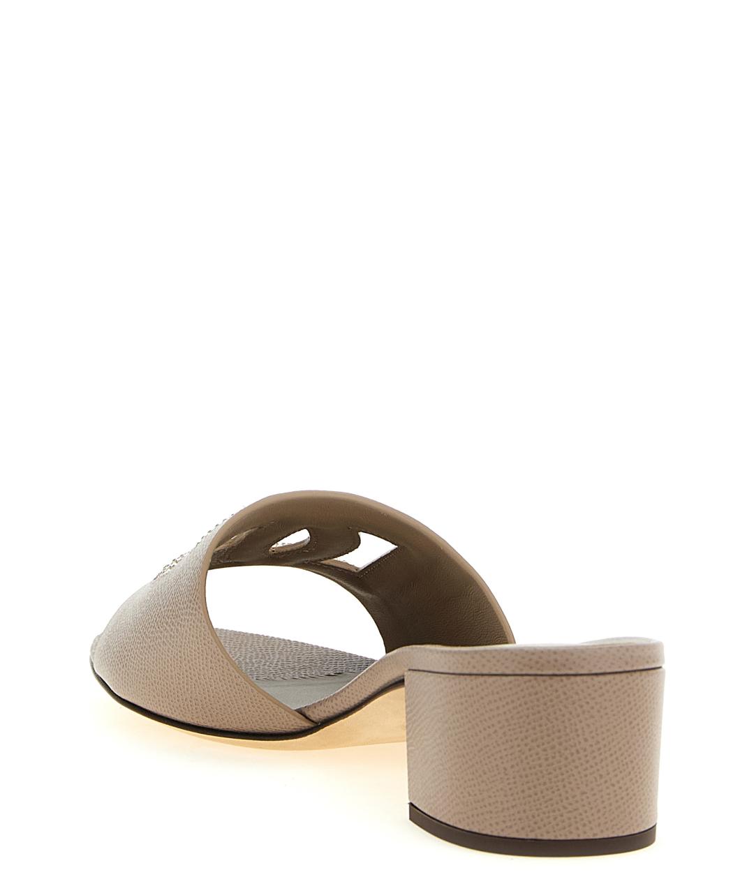 DOLCE&GABBANA Бежевые кожаные мюли, фото 3