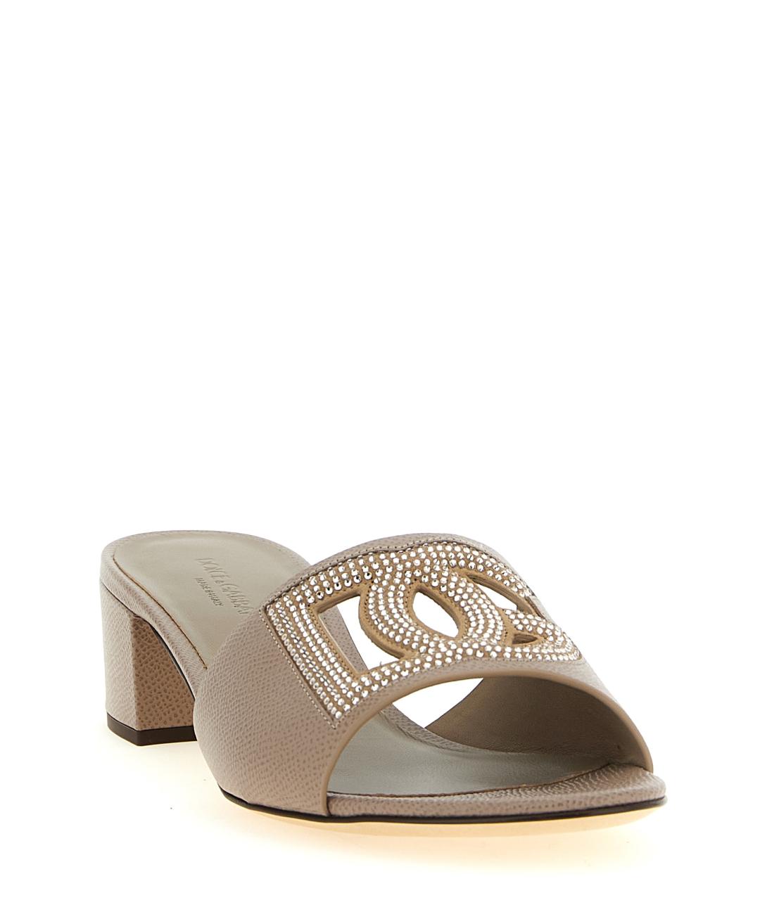 DOLCE&GABBANA Бежевые кожаные мюли, фото 2