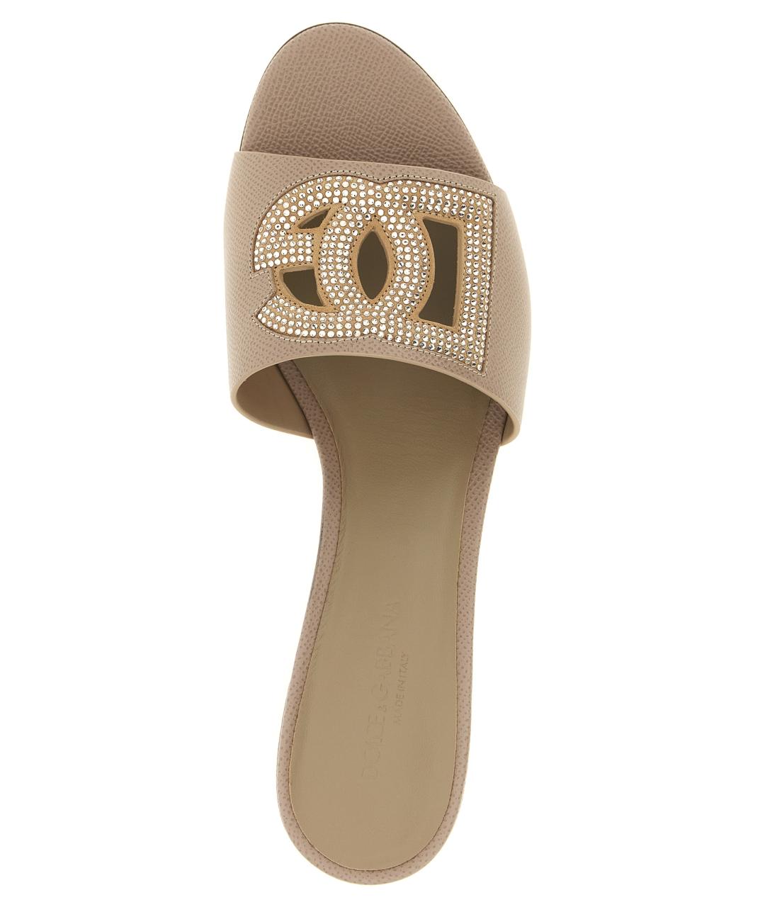 DOLCE&GABBANA Бежевые кожаные мюли, фото 4