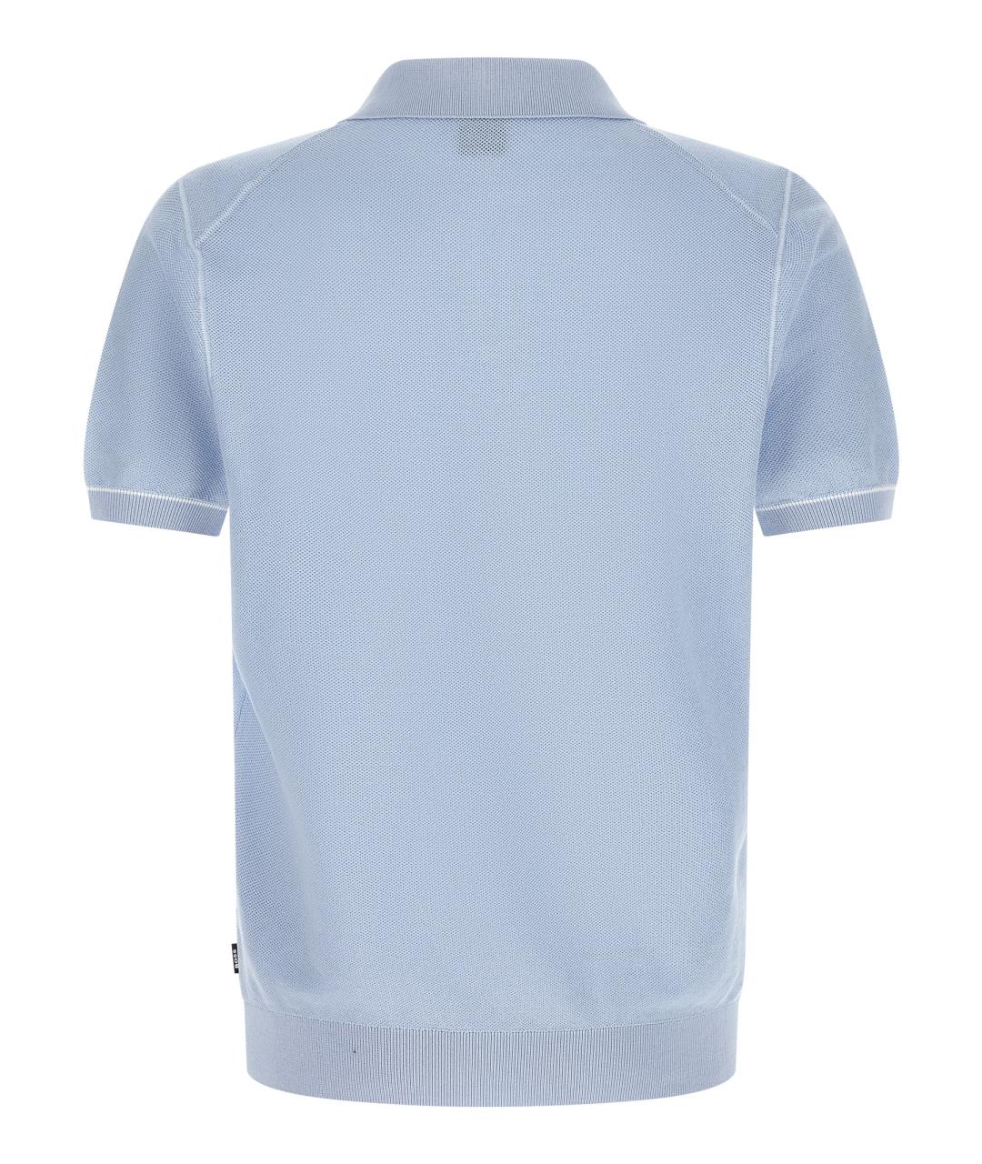 HUGO BOSS Голубое хлопковое поло с коротким рукавом, фото 2