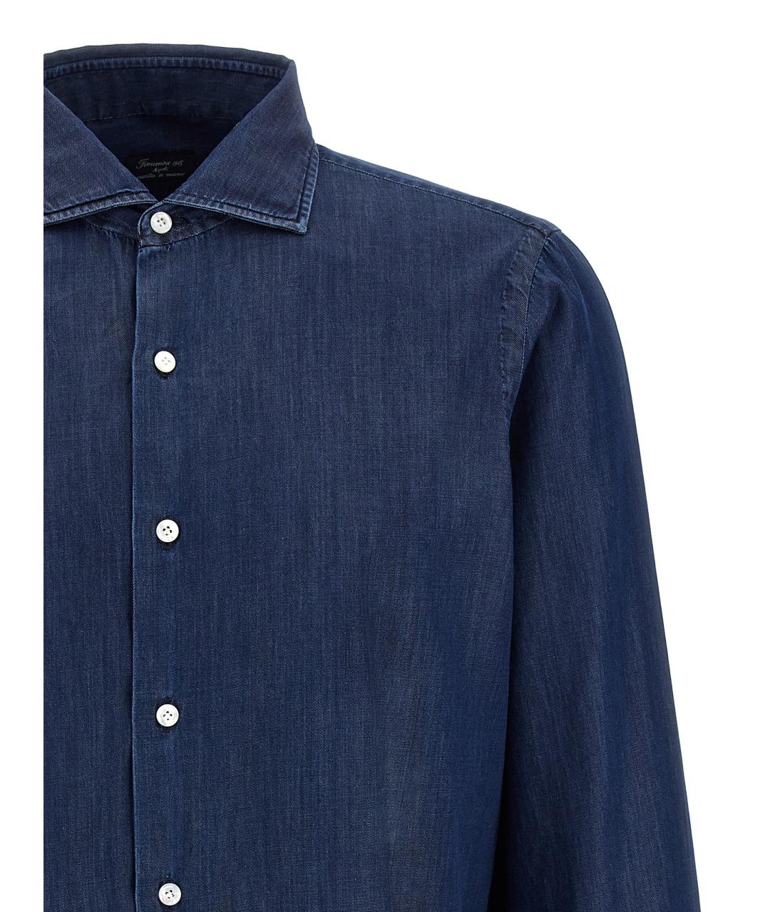 FINAMORE Синяя хлопковая кэжуал рубашка, фото 3