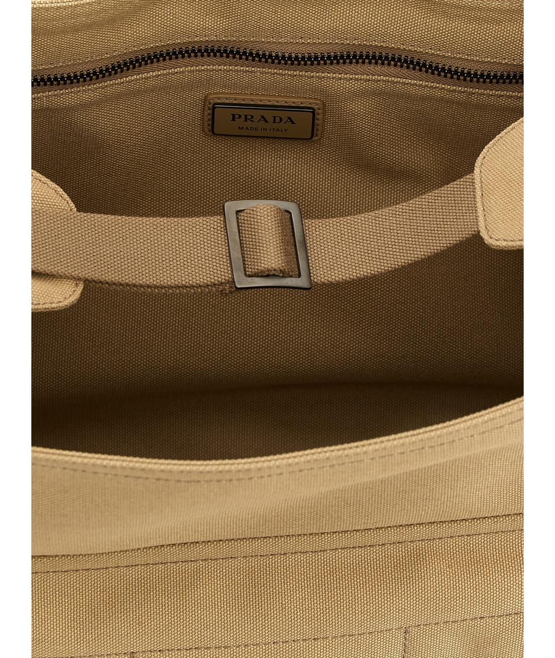 PRADA Бежевый тканевый портфель, фото 4