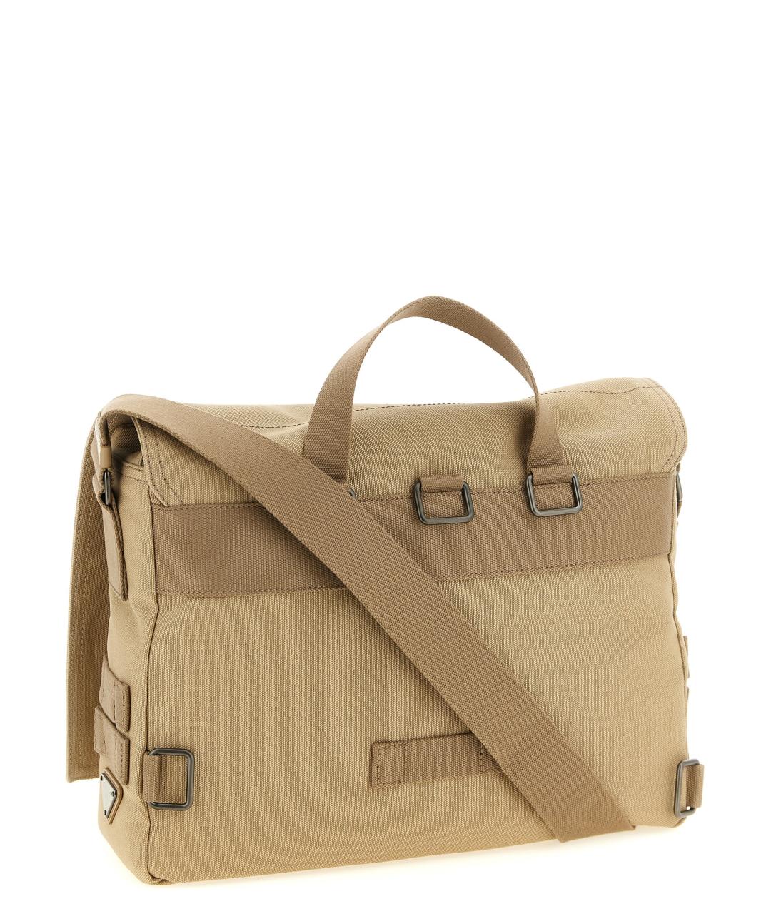 PRADA Бежевый тканевый портфель, фото 2