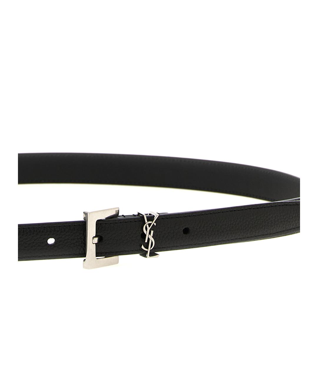 SAINT LAURENT Черный кожаный ремень, фото 3