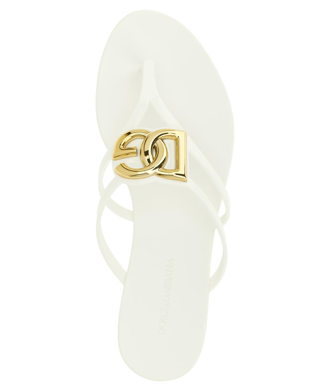 DOLCE&GABBANA Белые резиновые шлепанцы, фото 4