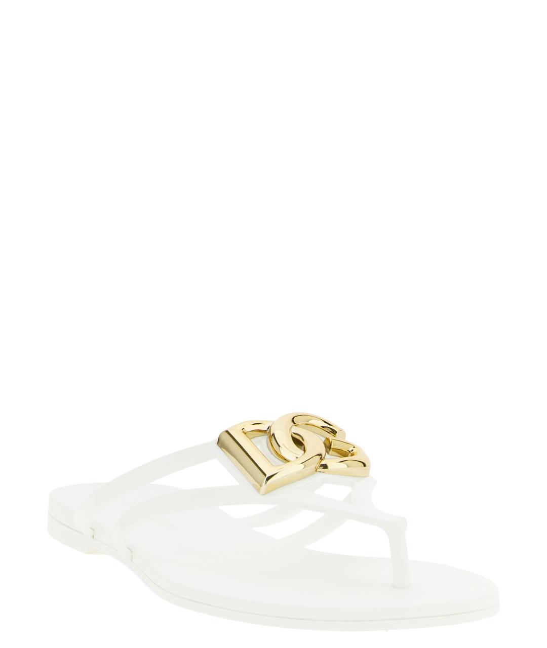 DOLCE&GABBANA Белые резиновые шлепанцы, фото 2