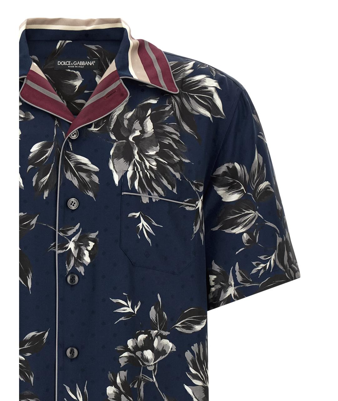 DOLCE&GABBANA Синяя шелковая кэжуал рубашка, фото 3