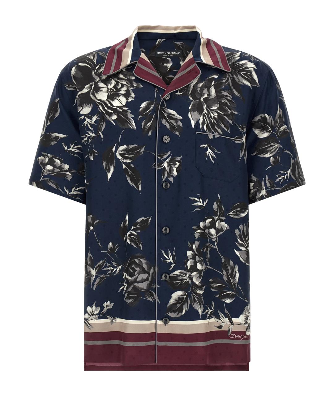 DOLCE&GABBANA Синяя шелковая кэжуал рубашка, фото 1