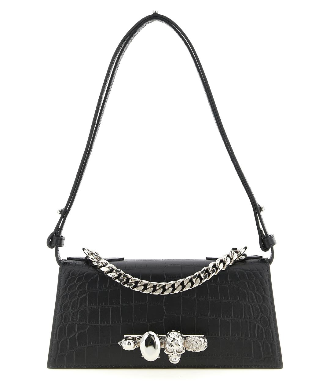 ALEXANDER MCQUEEN Черная кожаная сумка через плечо, фото 1