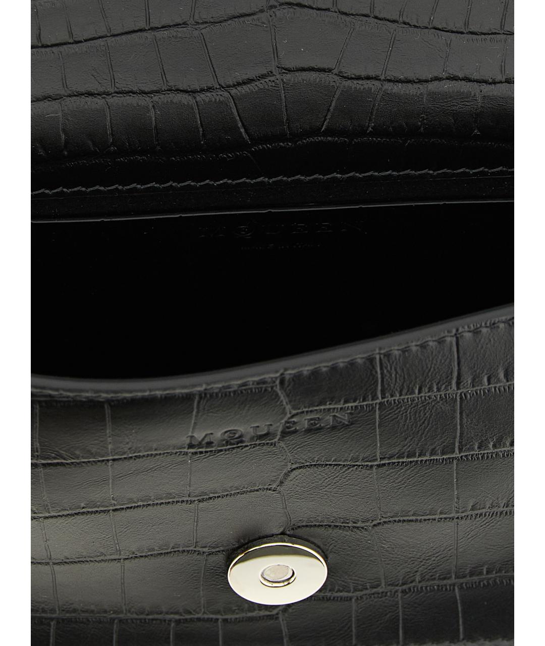 ALEXANDER MCQUEEN Черная кожаная сумка через плечо, фото 4