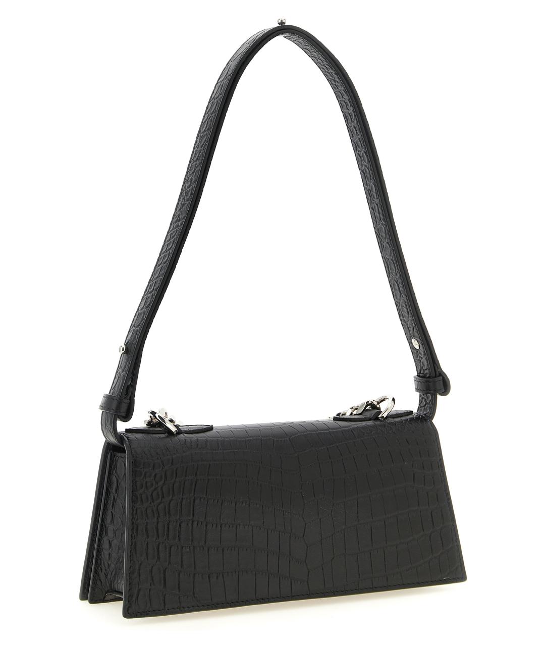 ALEXANDER MCQUEEN Черная кожаная сумка через плечо, фото 2