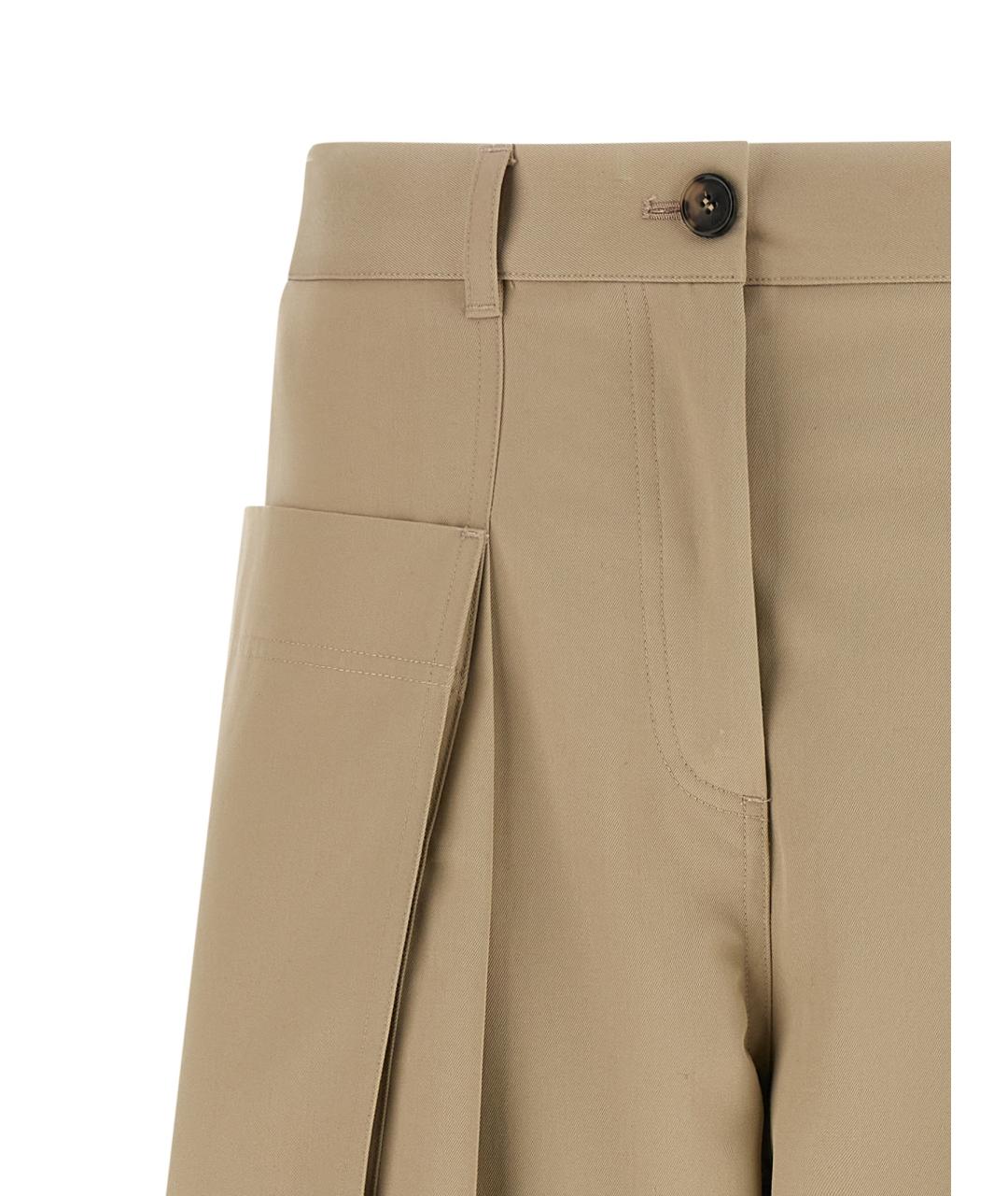 LOEWE Бежевые хлопковые прямые брюки, фото 3