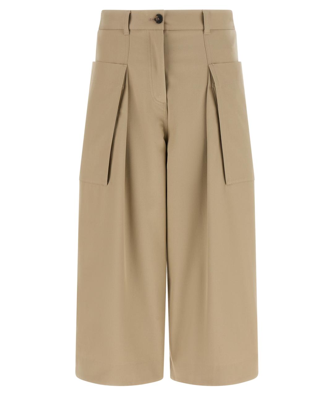 LOEWE Бежевые хлопковые прямые брюки, фото 1