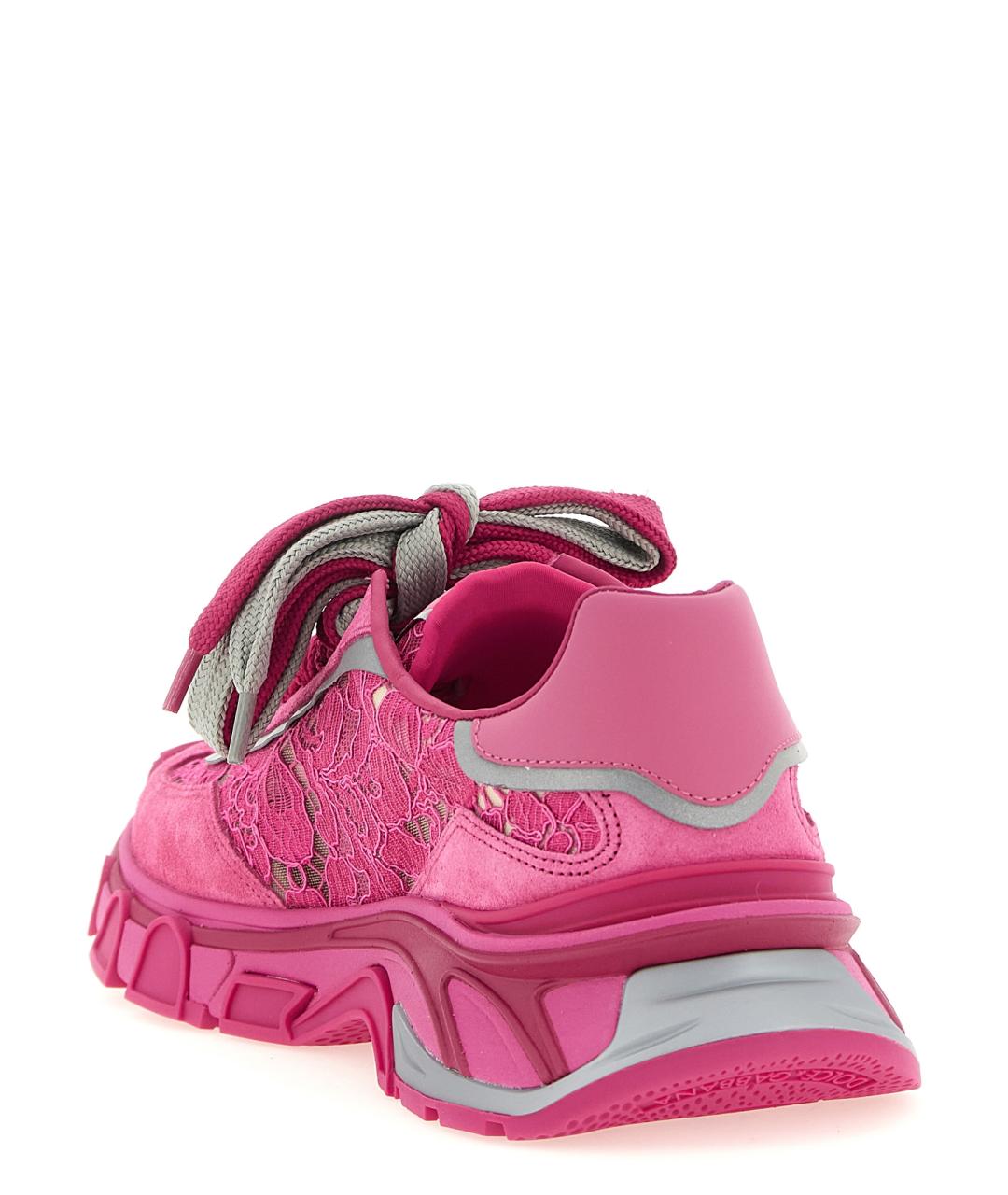 DOLCE&GABBANA Фуксия текстильные кроссовки, фото 3