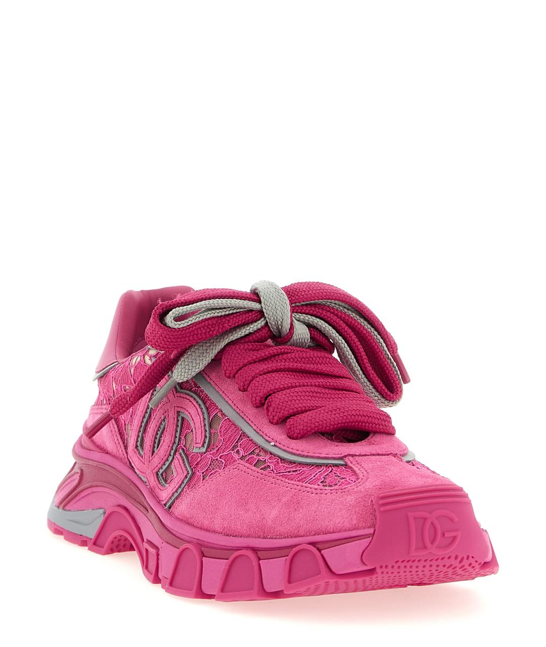DOLCE&GABBANA Фуксия текстильные кроссовки, фото 2