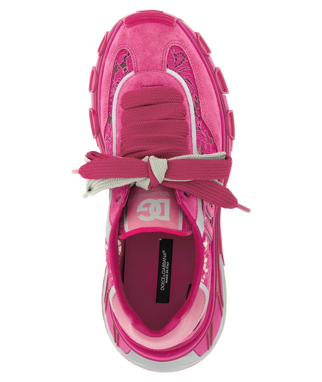 DOLCE&GABBANA Фуксия текстильные кроссовки, фото 4