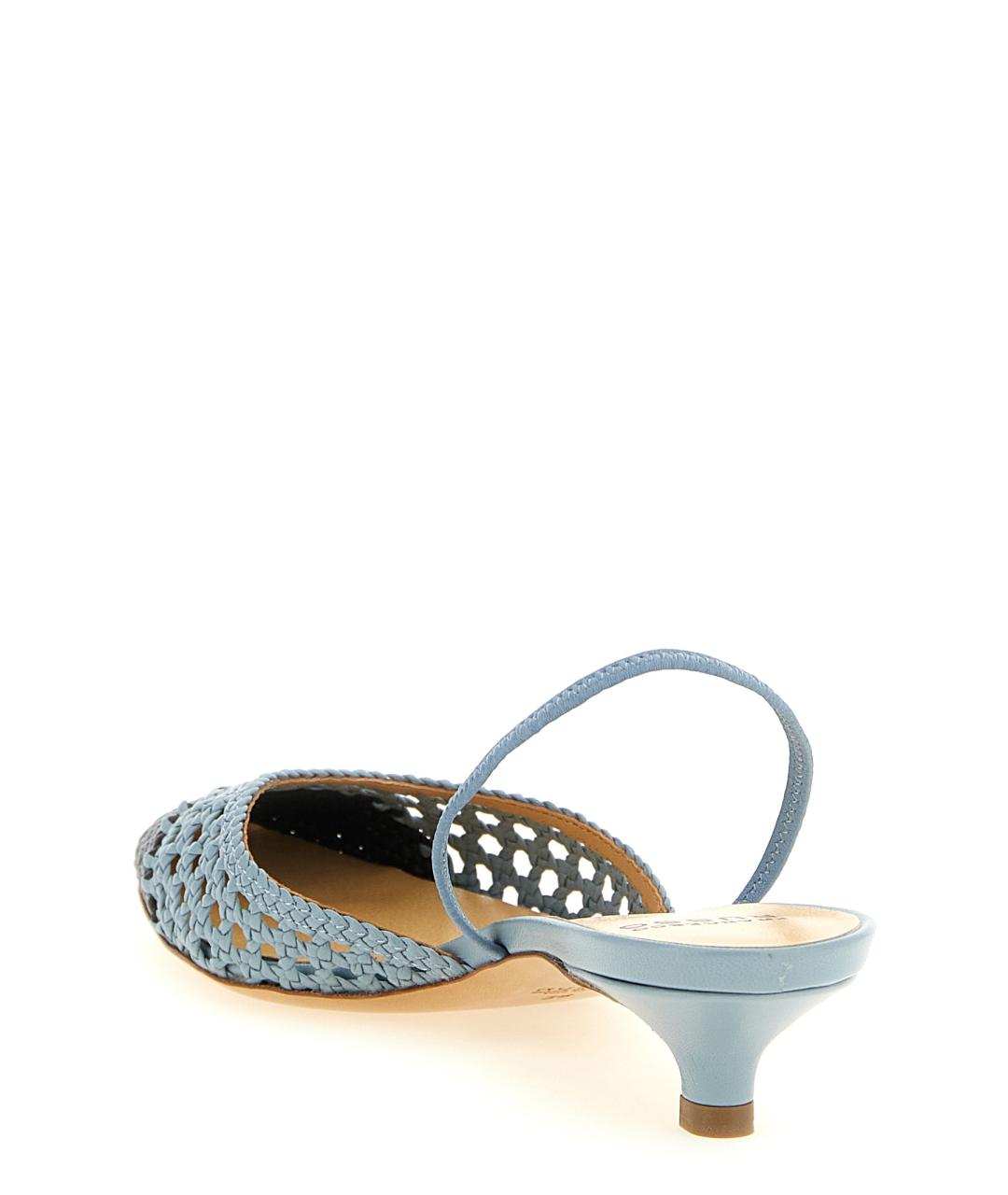 FRANCESCO RUSSO Голубые кожаные босоножки, фото 3