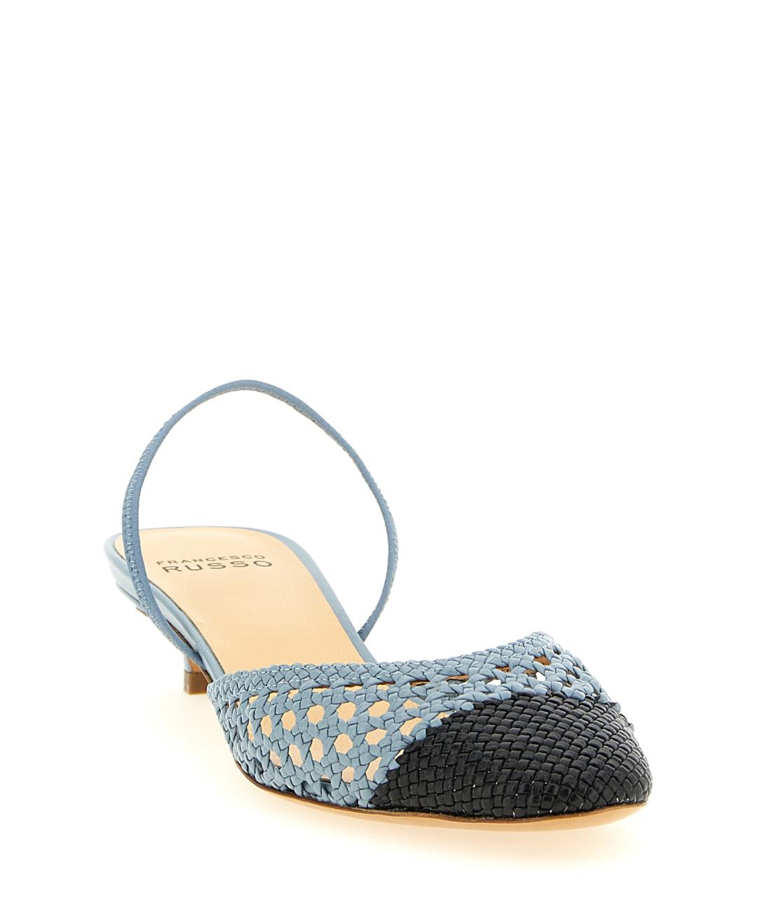 FRANCESCO RUSSO Голубые кожаные босоножки, фото 2