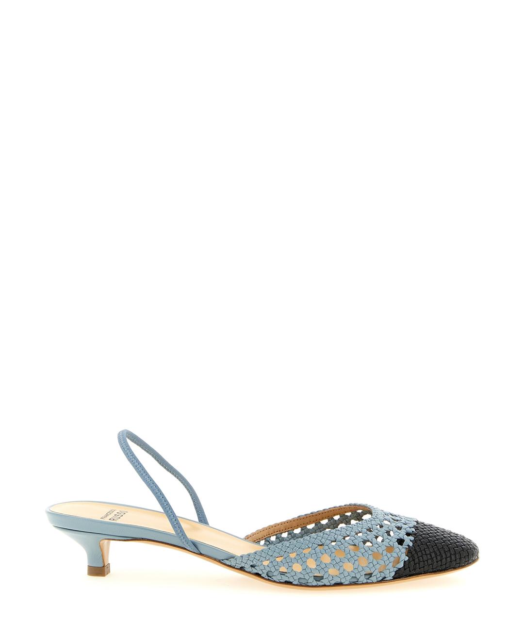 FRANCESCO RUSSO Голубые кожаные босоножки, фото 1