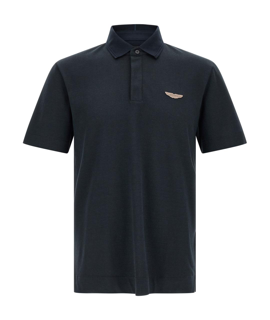 HUGO BOSS Синее хлопковое поло с коротким рукавом, фото 1