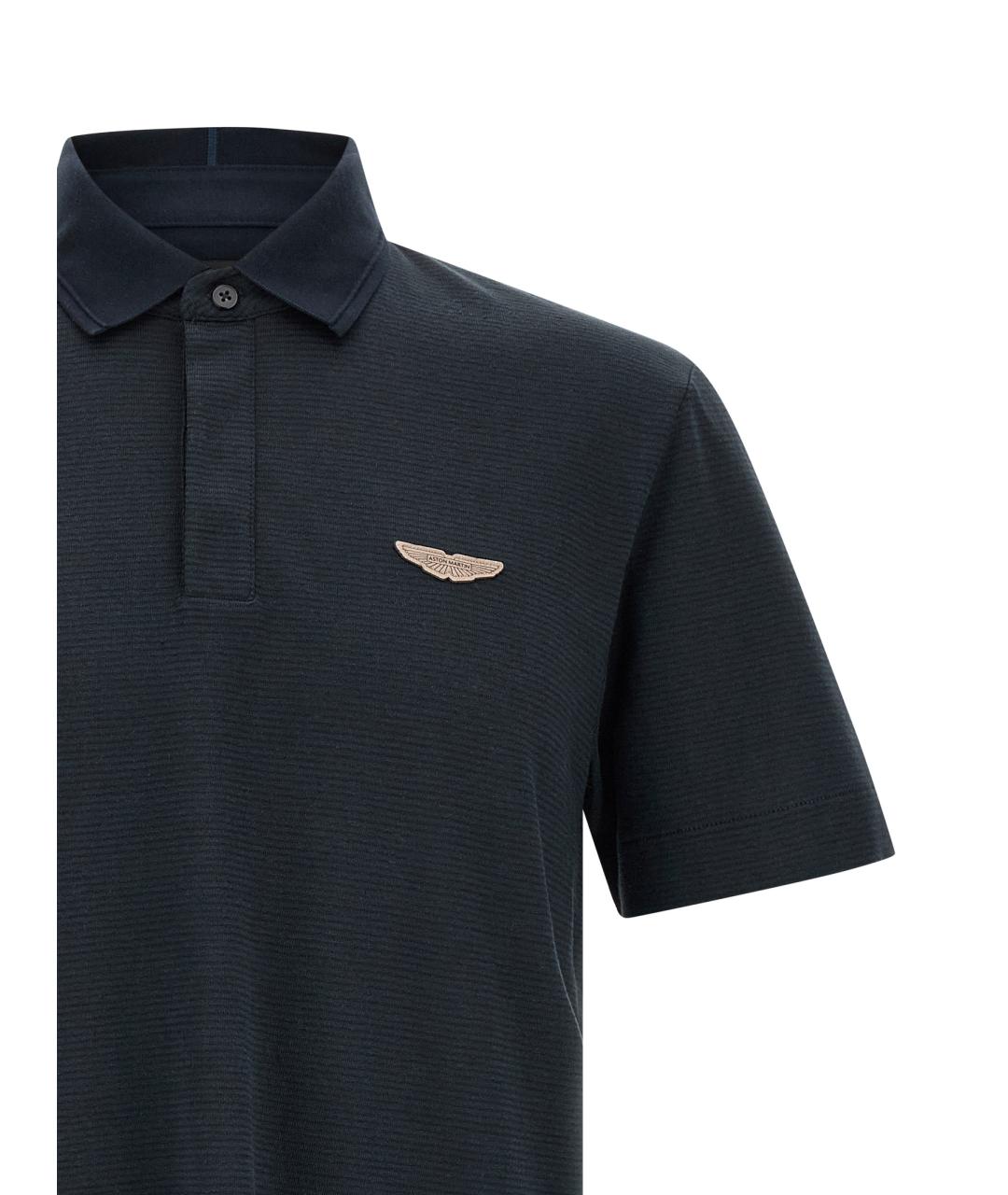 HUGO BOSS Синее хлопковое поло с коротким рукавом, фото 3