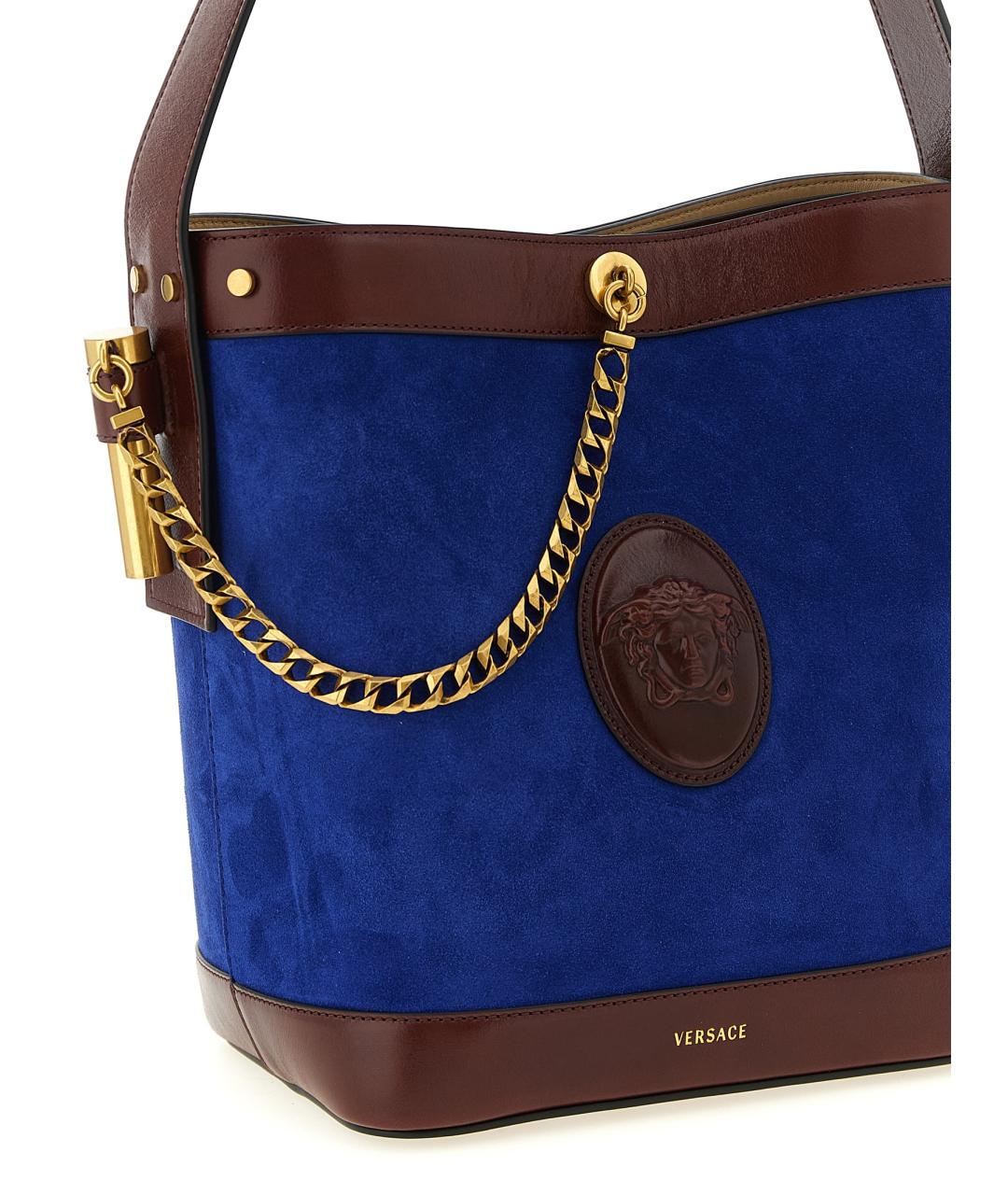 VERSACE Синяя замшевая сумка через плечо, фото 3