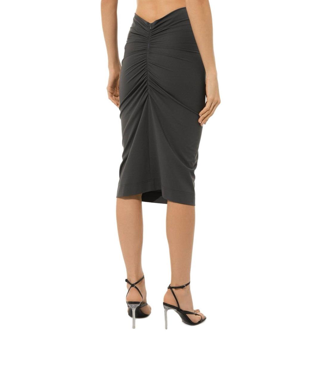 DOLCE&GABBANA Серая вискозная юбка миди, фото 3