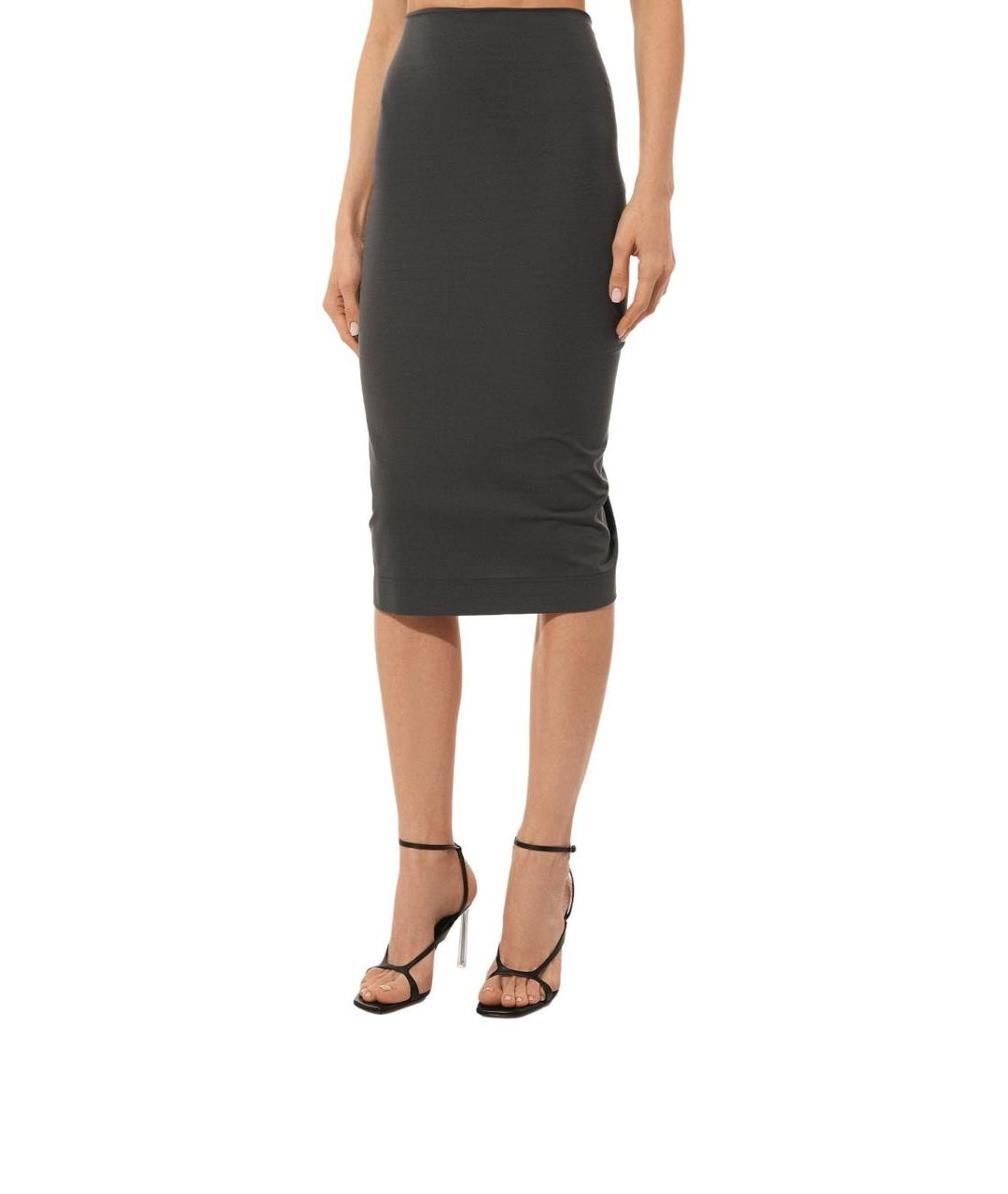 DOLCE&GABBANA Серая вискозная юбка миди, фото 2