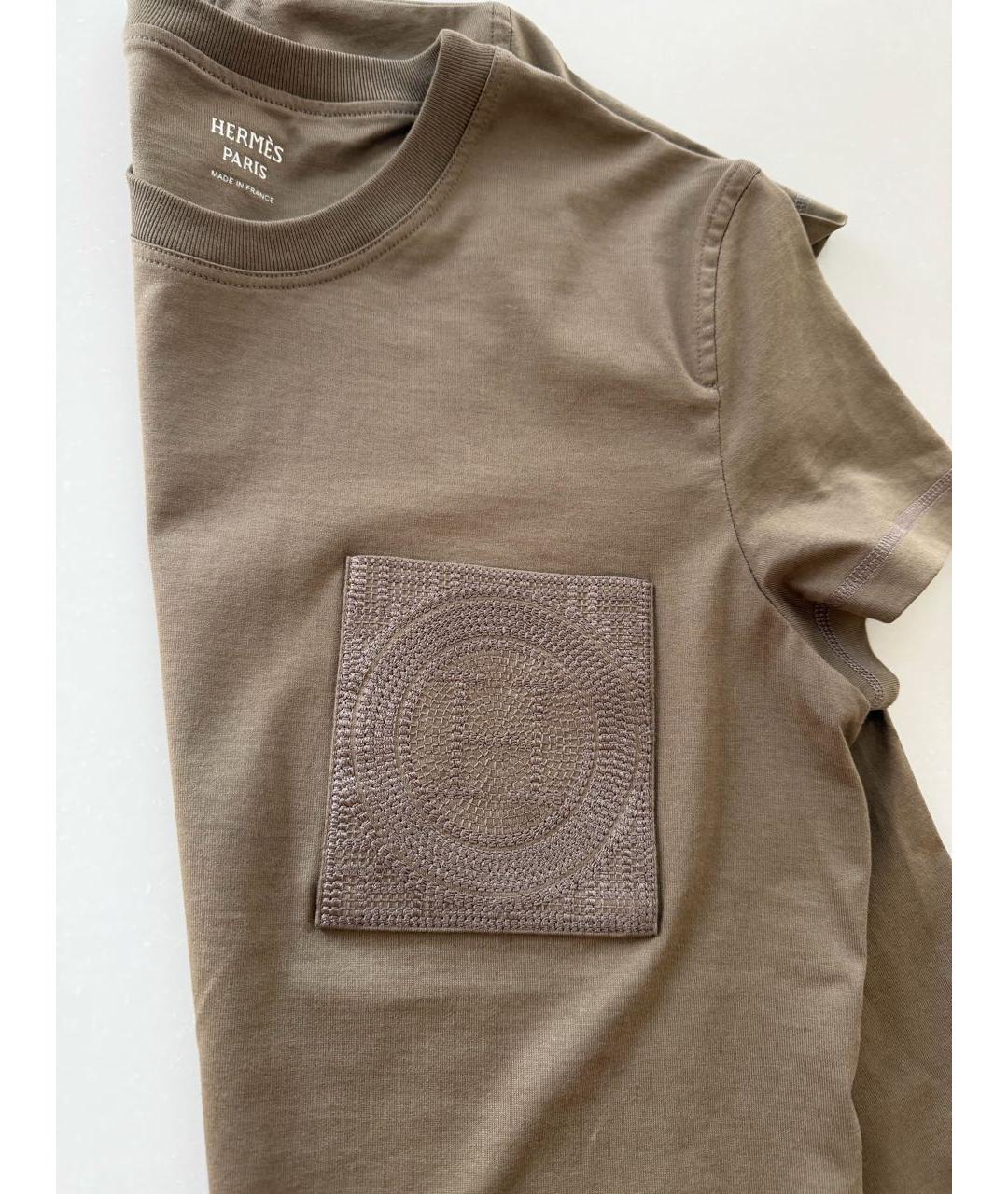 HERMES Хаки хлопковая футболка, фото 4