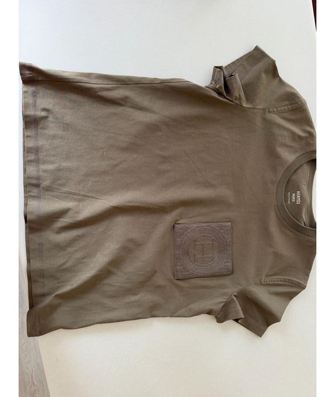 HERMES Хаки хлопковая футболка, фото 6