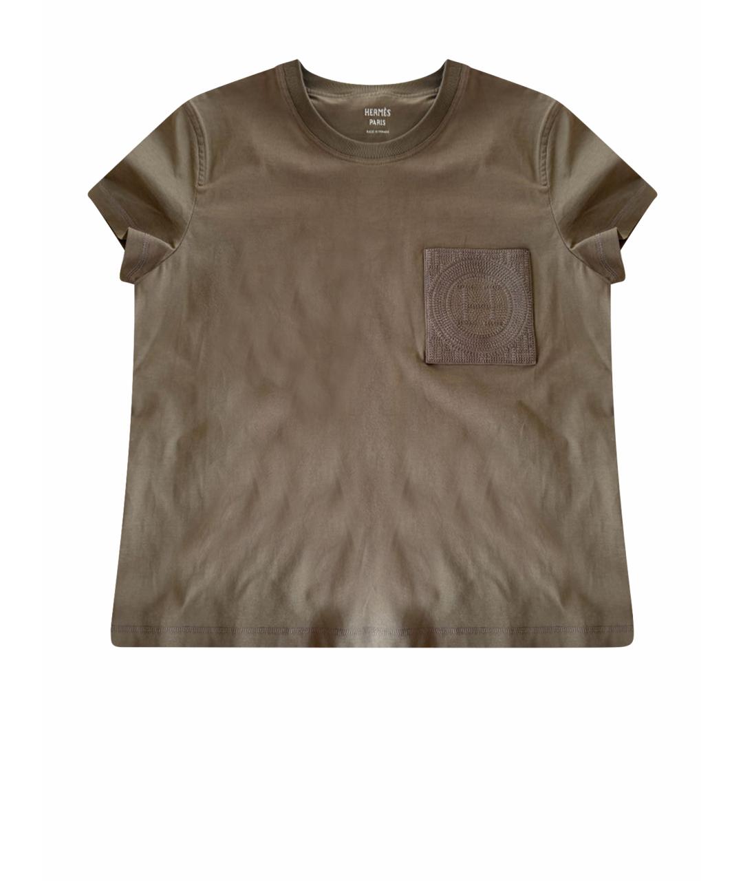 HERMES Хаки хлопковая футболка, фото 1