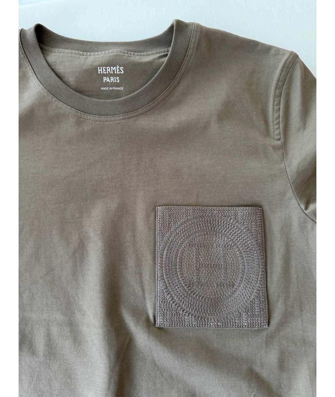HERMES Хаки хлопковая футболка, фото 3