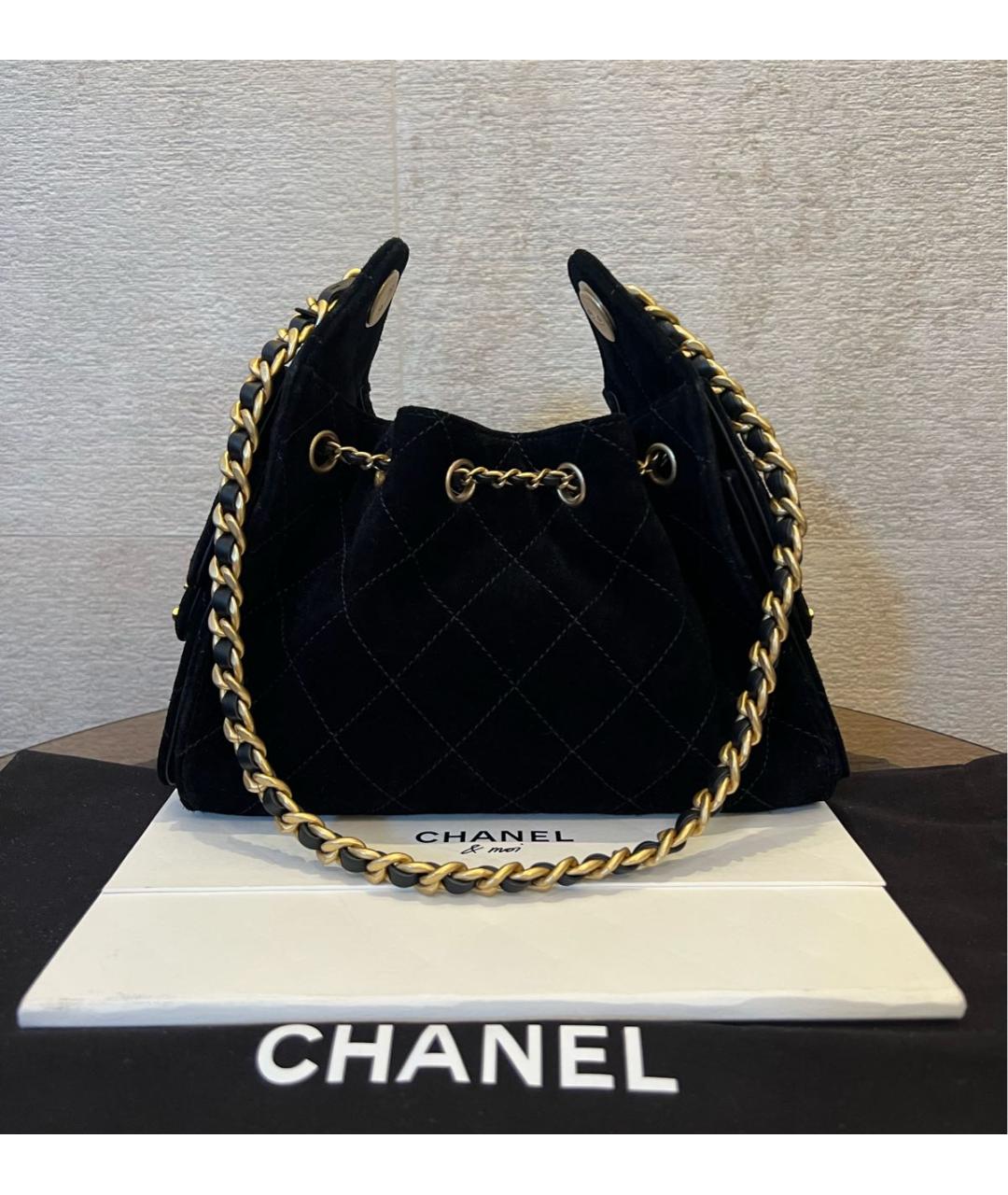 CHANEL Черная замшевая сумка через плечо, фото 3