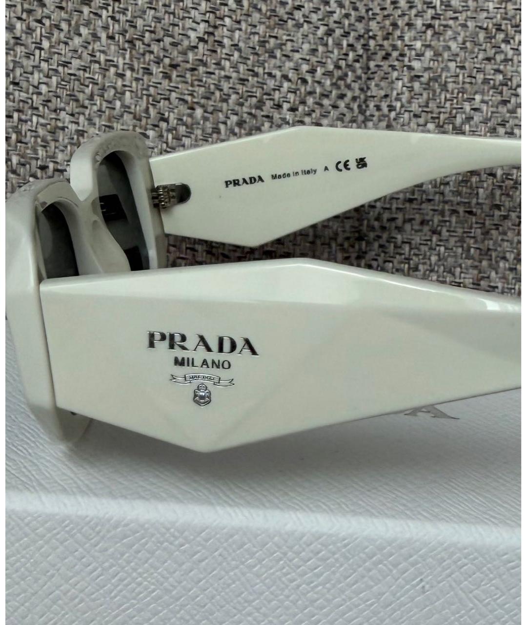 PRADA Белые пластиковые солнцезащитные очки, фото 3