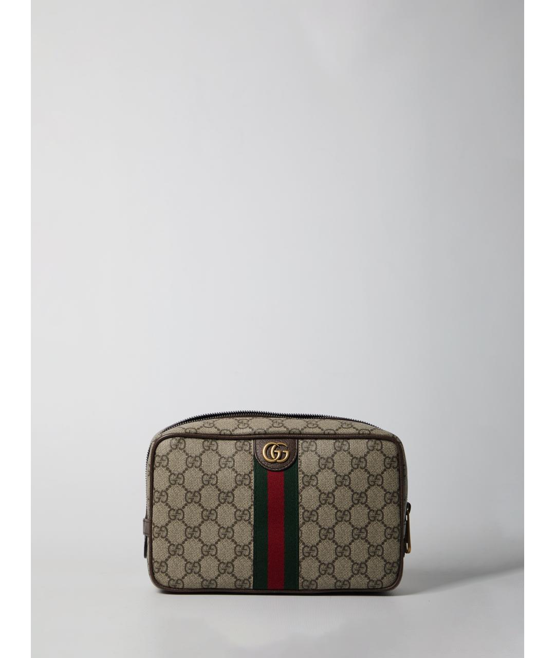 GUCCI Бежевая тканевая барсетка, фото 5