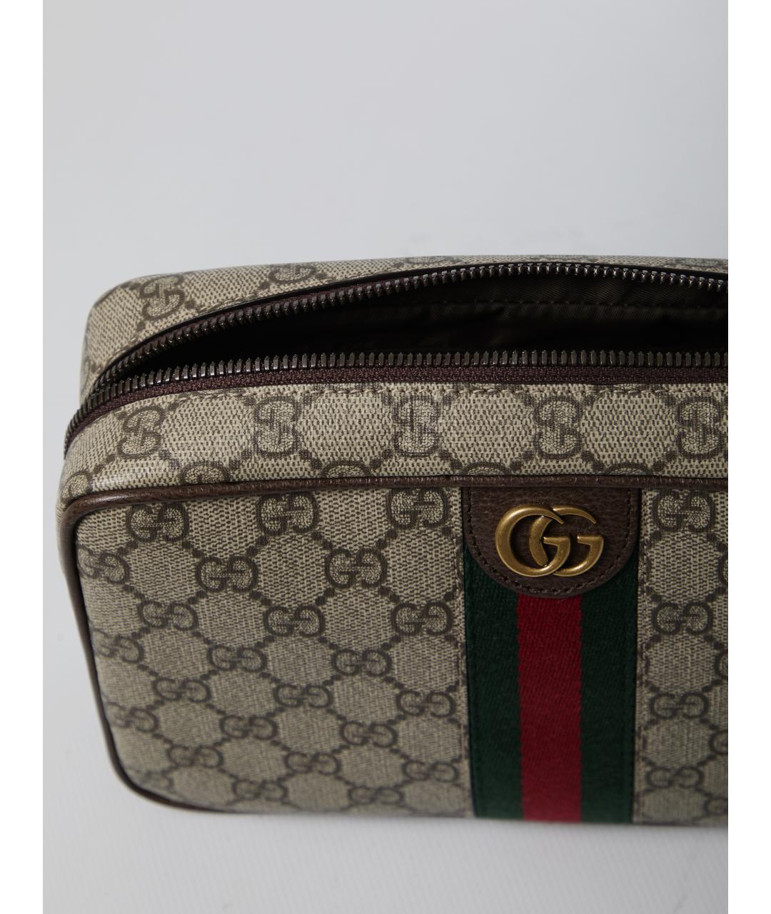 GUCCI Бежевая тканевая барсетка, фото 4