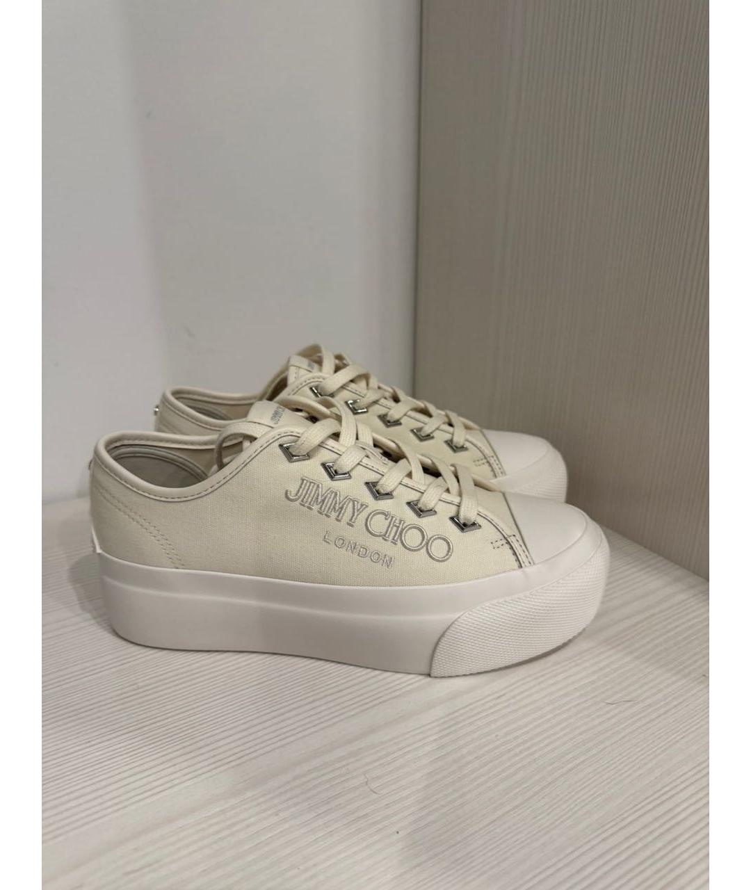 JIMMY CHOO Бежевые текстильные кеды, фото 5