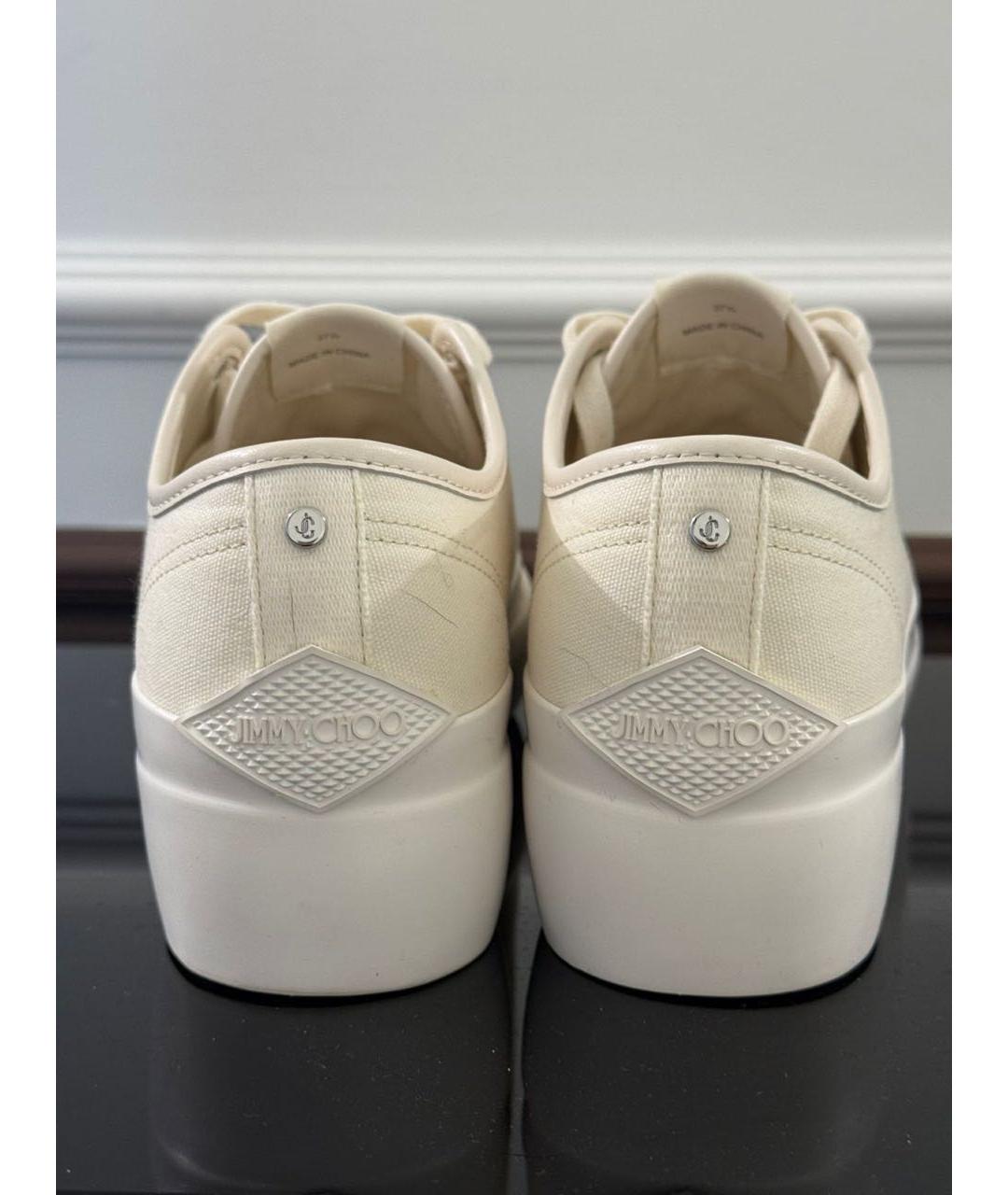 JIMMY CHOO Бежевые текстильные кеды, фото 4
