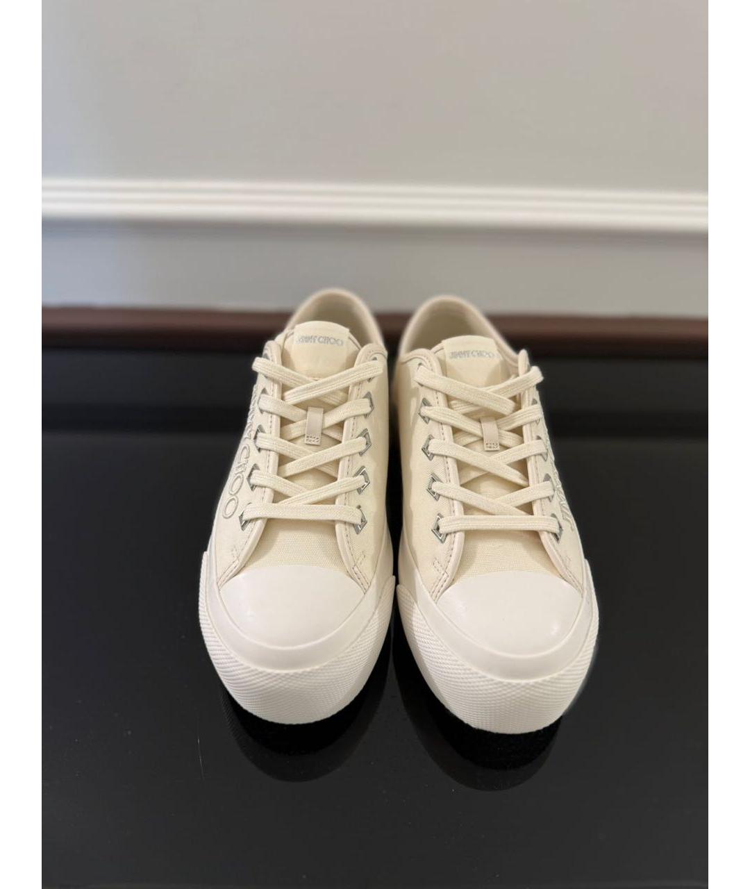 JIMMY CHOO Бежевые текстильные кеды, фото 2