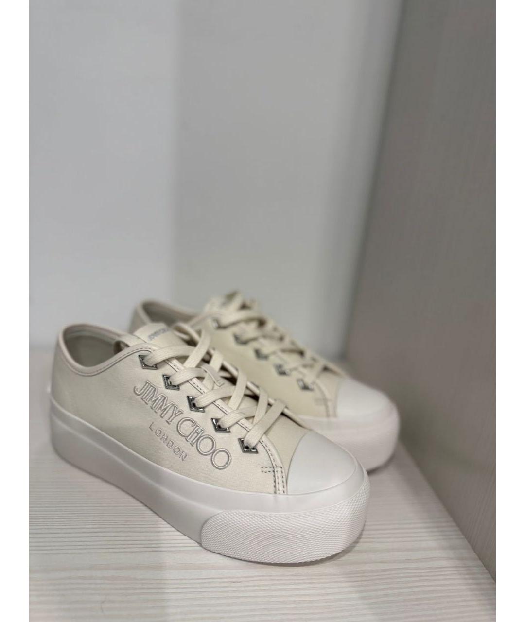 JIMMY CHOO Бежевые текстильные кеды, фото 6