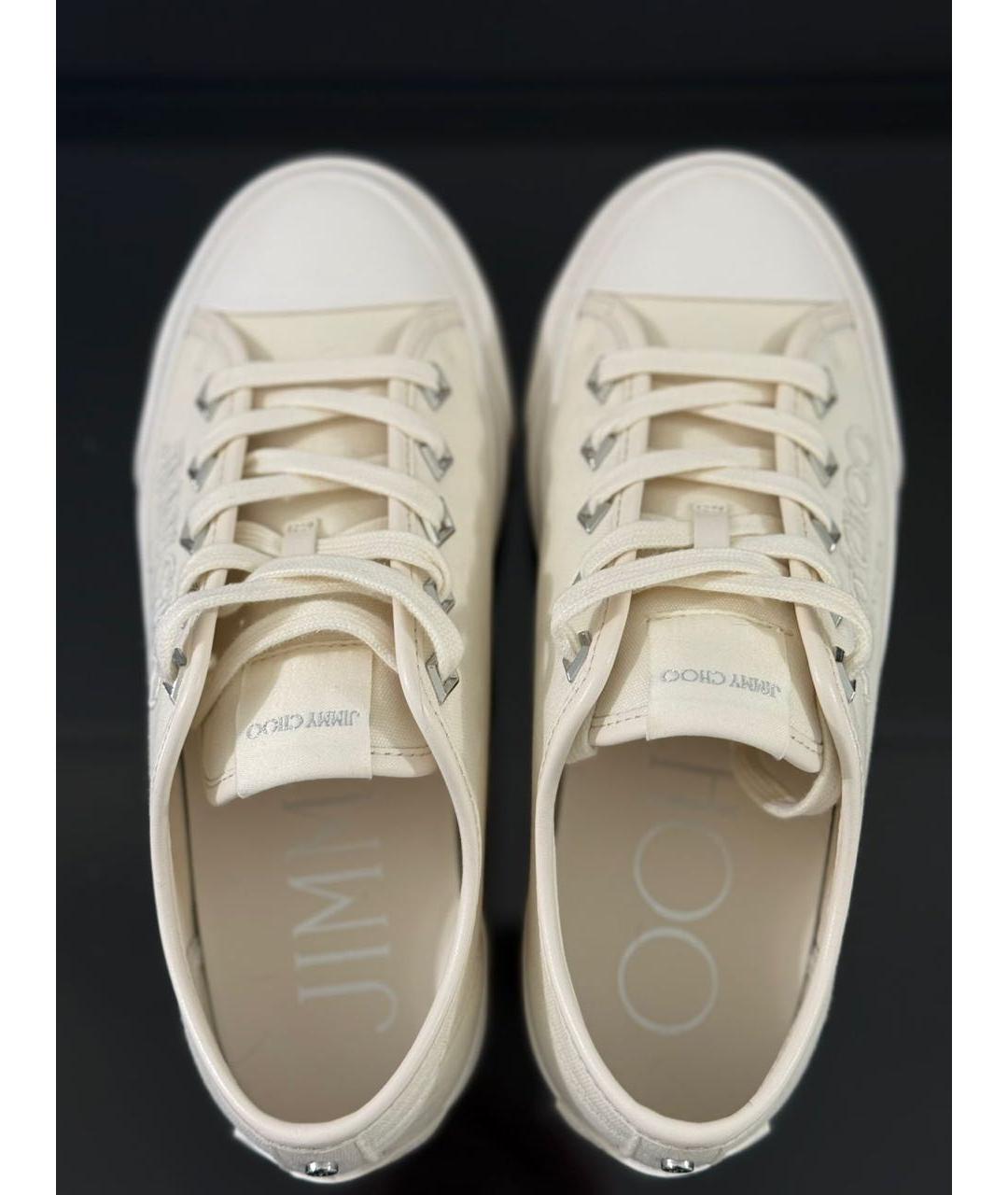 JIMMY CHOO Бежевые текстильные кеды, фото 3