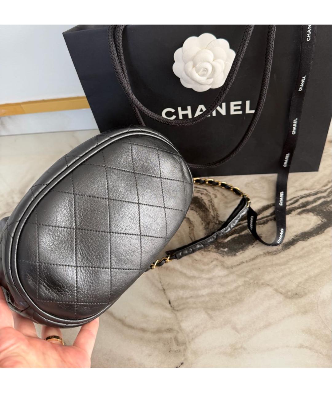 CHANEL Черная кожаная сумка через плечо, фото 5