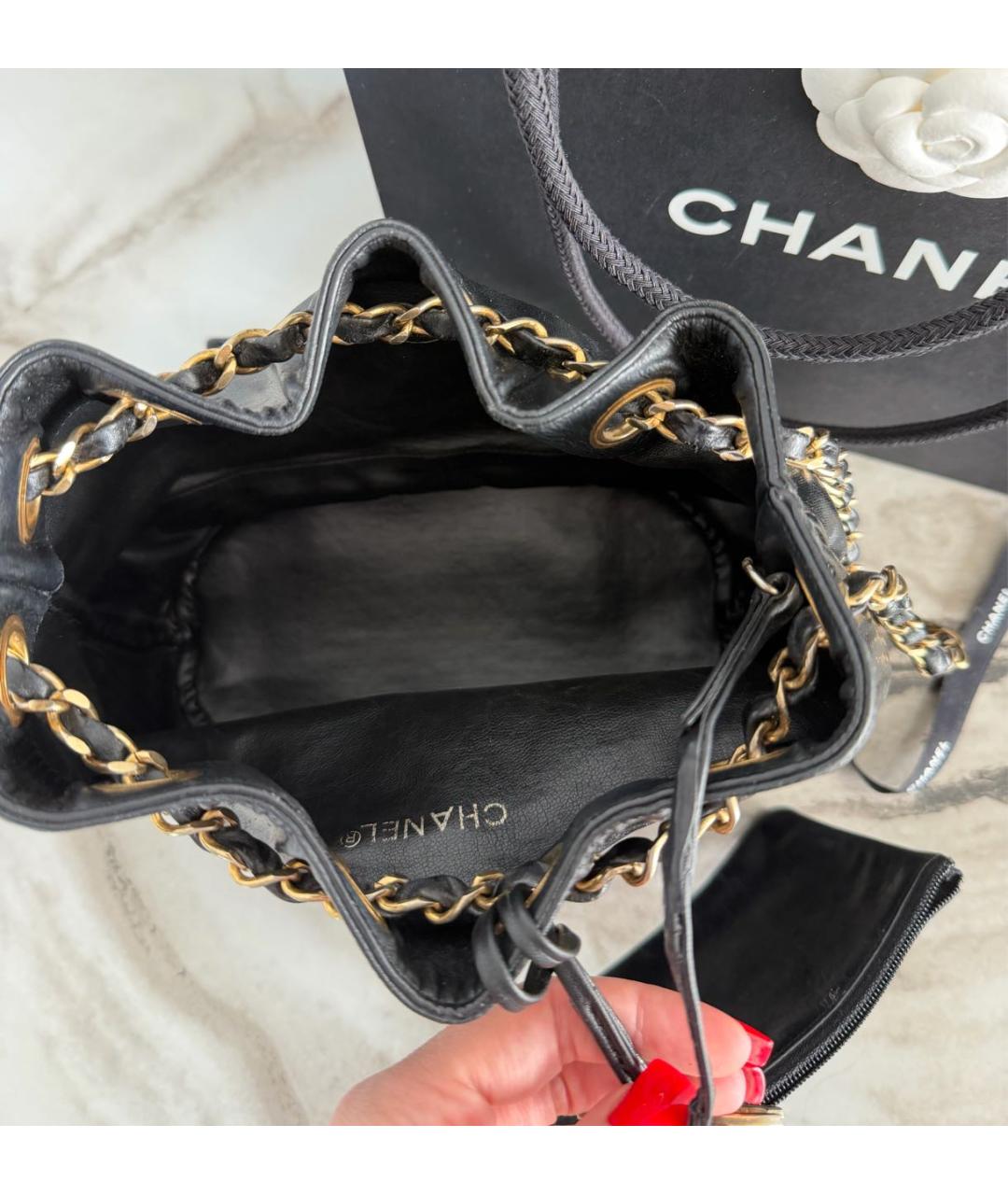 CHANEL Черная кожаная сумка через плечо, фото 6