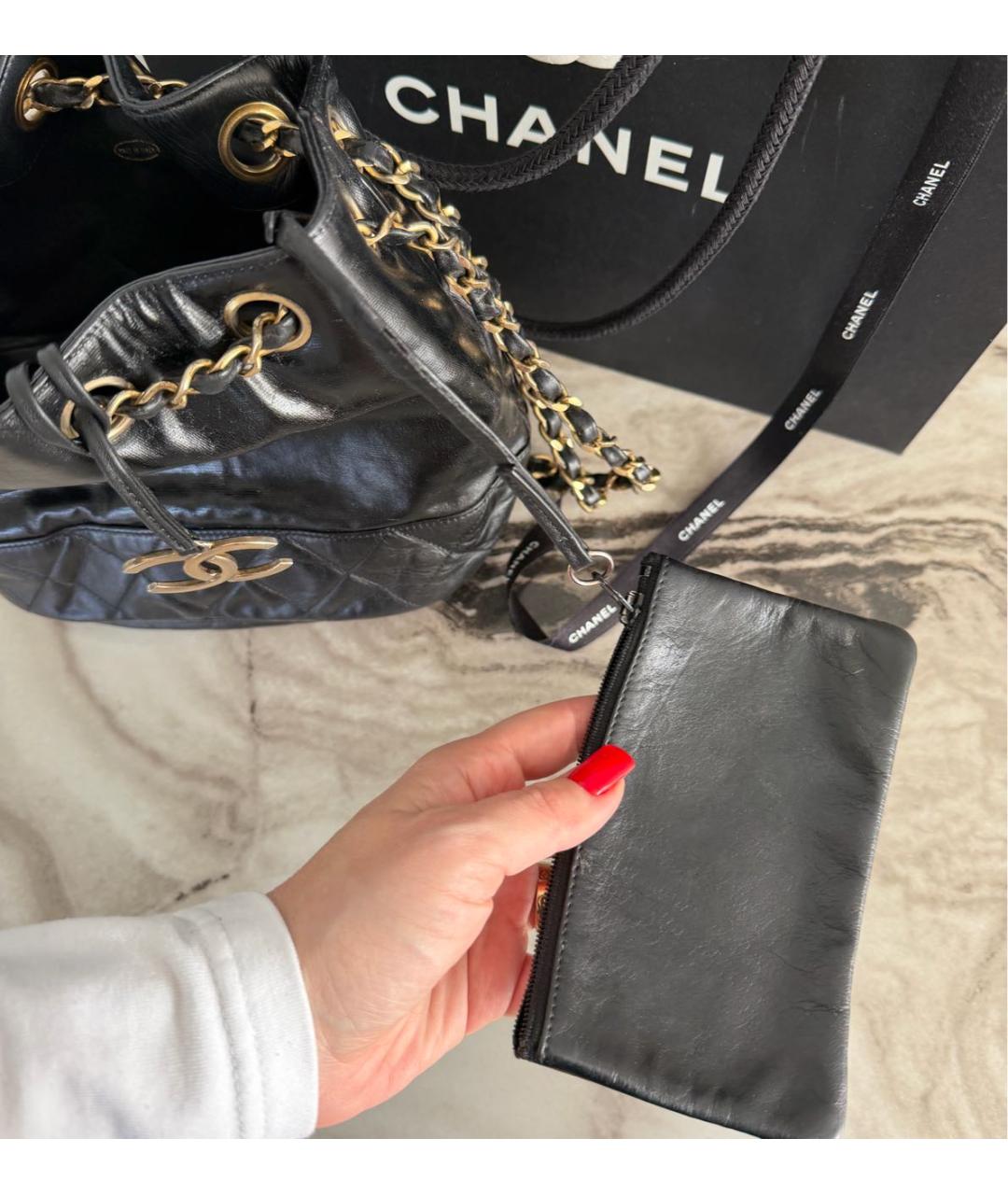 CHANEL Черная кожаная сумка через плечо, фото 7